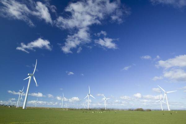 A windfarm in Workington, Cumbria, UK