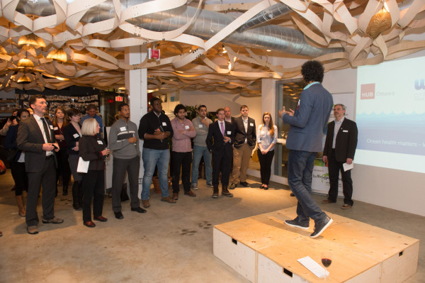 HUB Ottawa CEO Vinod Rajasekaran speaks at the Ottawa Wave Makers microgrant launch. 