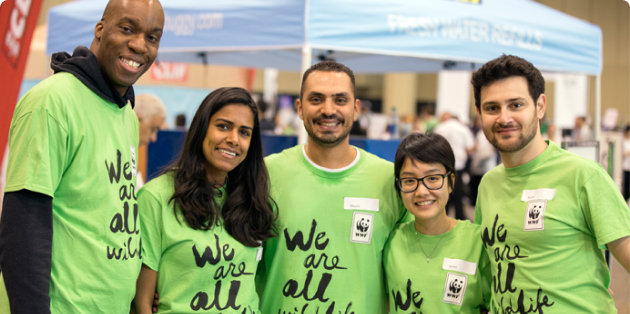 Volunteers wearing WWF shirts