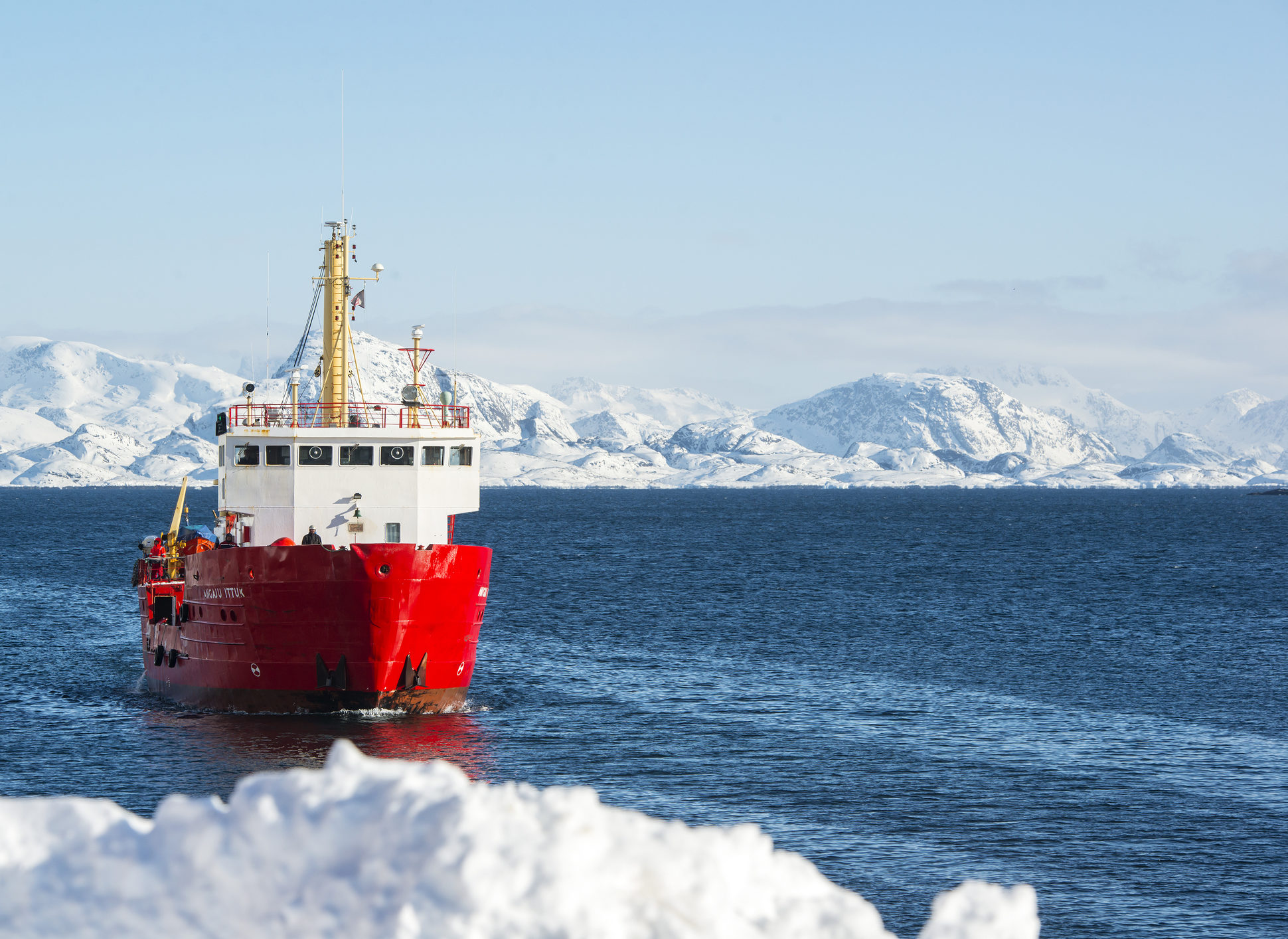 Freight vessel in the arctic sea, Western Greenland