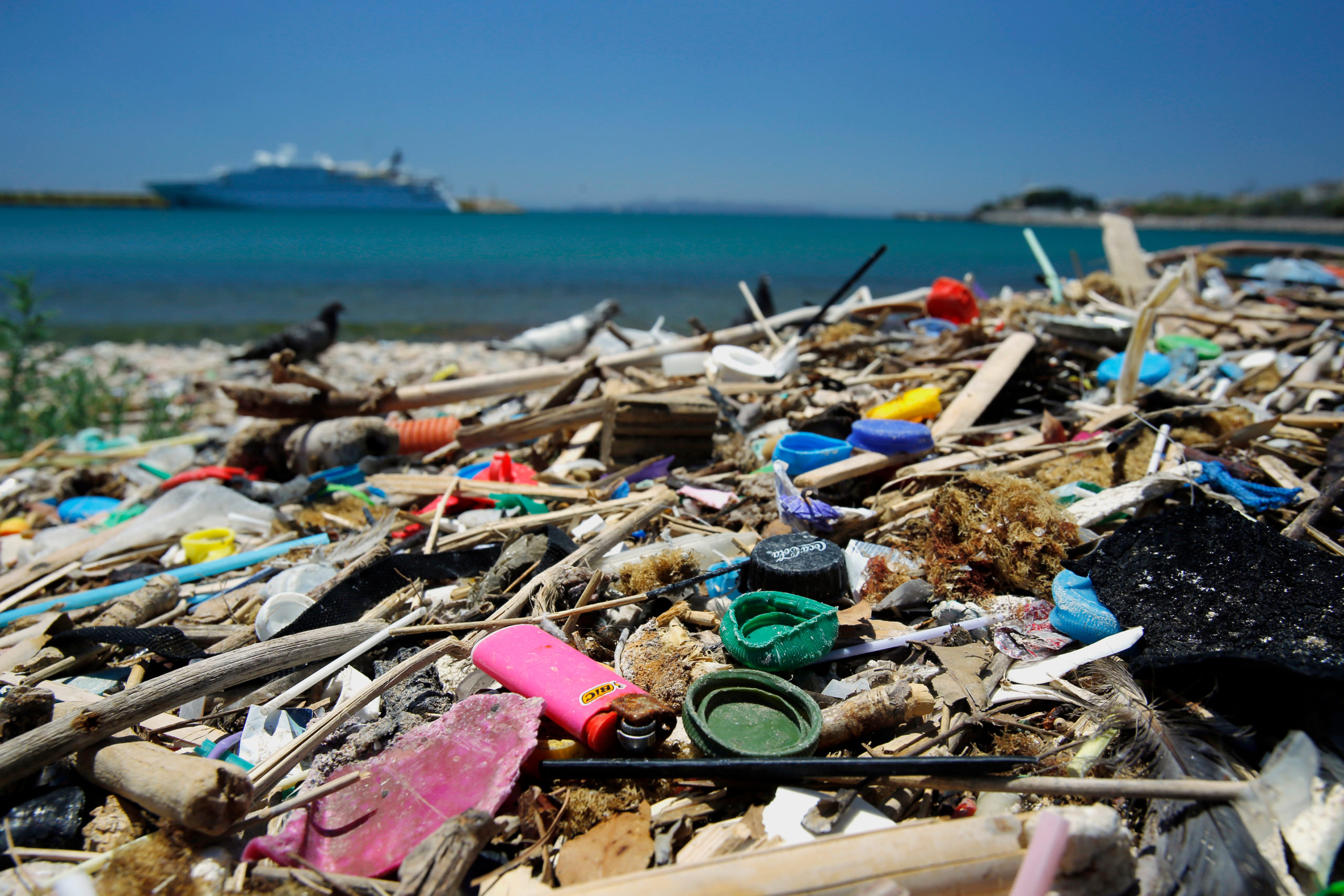 Plastic waste on beach