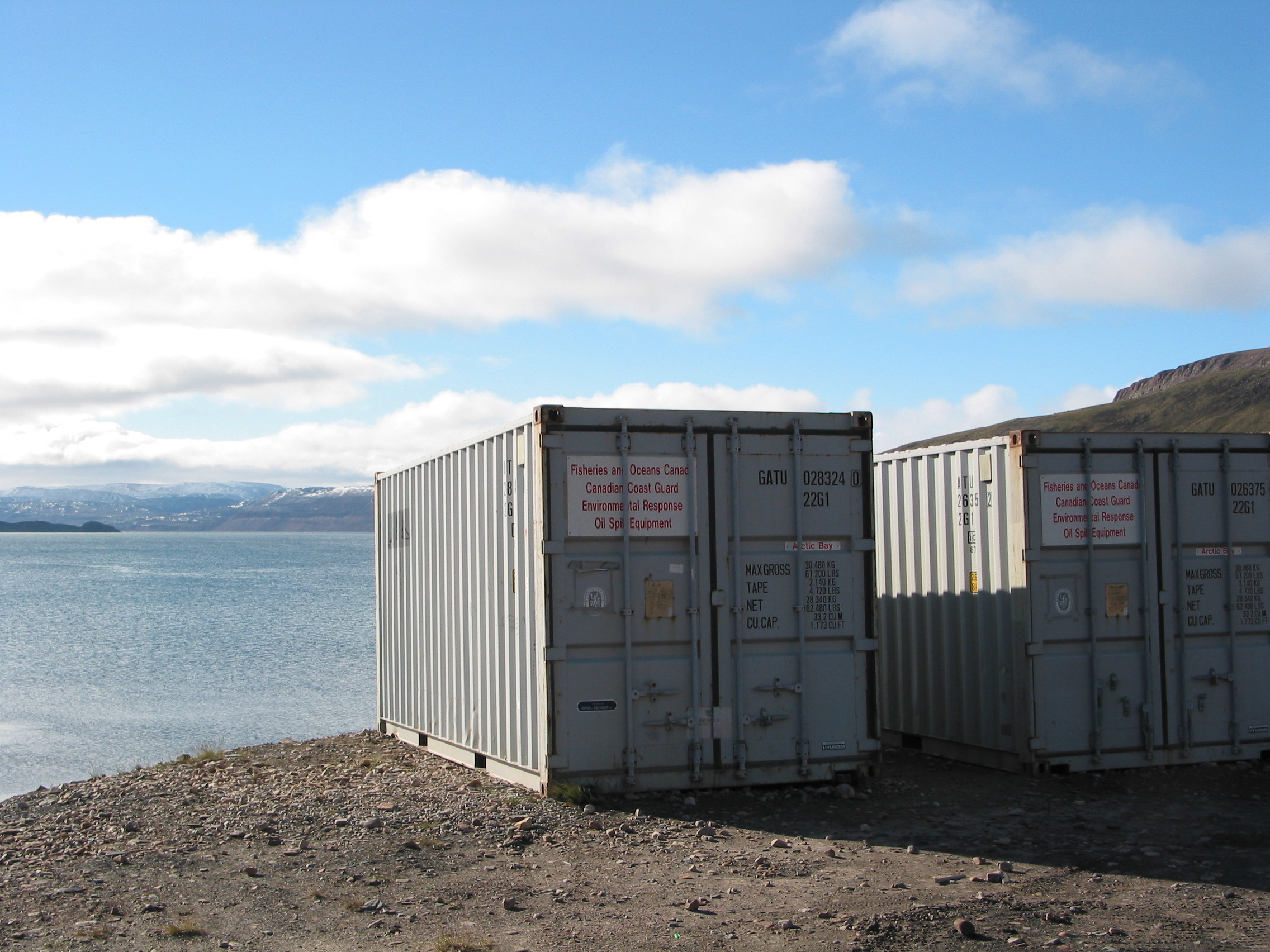 Oil spill response equipment, Arctic Bay, Nunavut, Canada