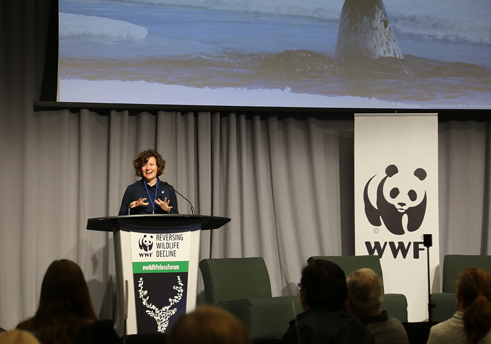 woman speaking at event