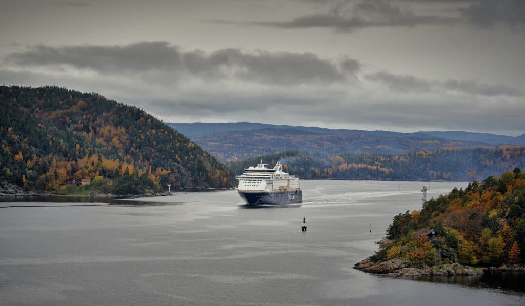 Cruise ship in unknown waters