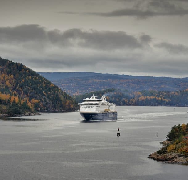 Cruise ship in unknown waters