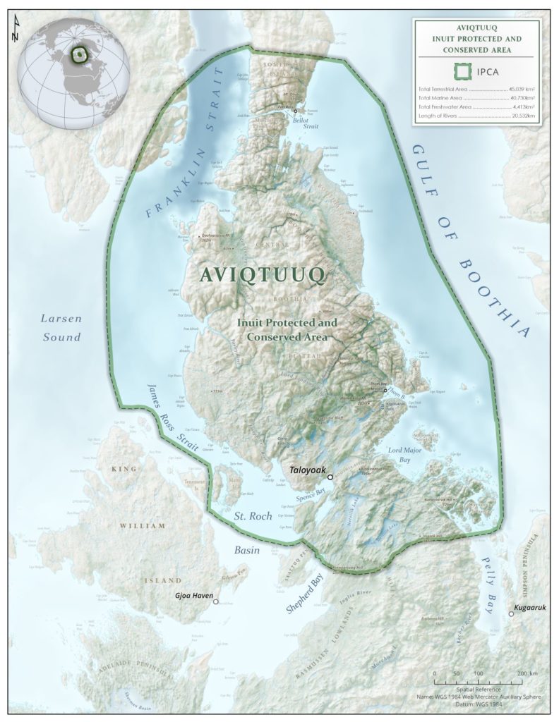 Proposed boundaries for Aviqtuuq IPCA, including marine and terrestrial areas
