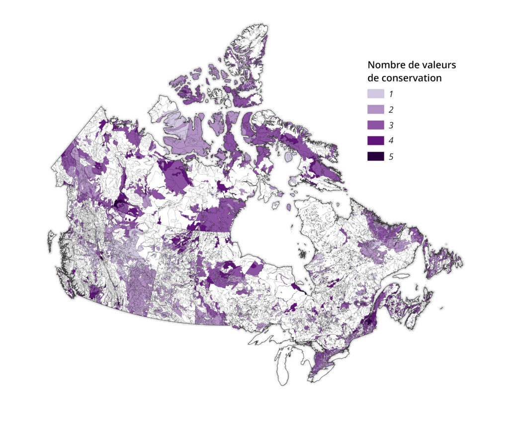 Carte du nombre de valeurs de conservation