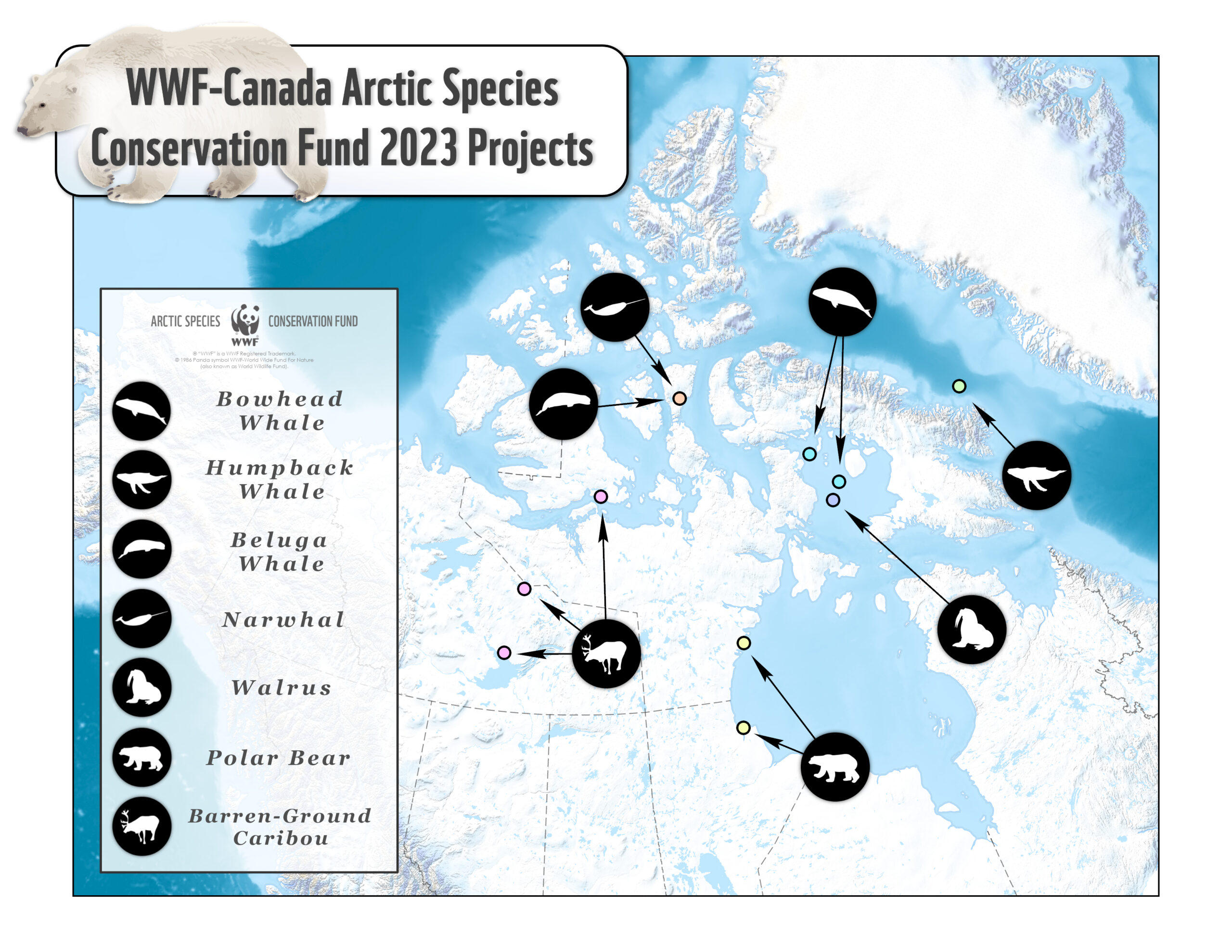 Map of various research projects across Nunavut