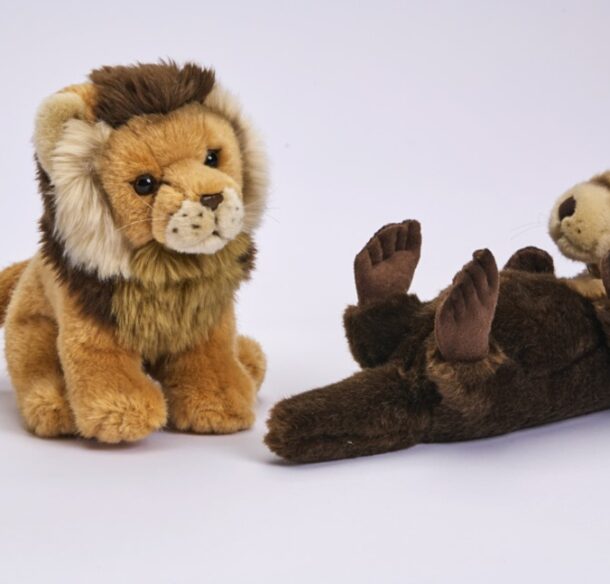 Lion and sea otter plush