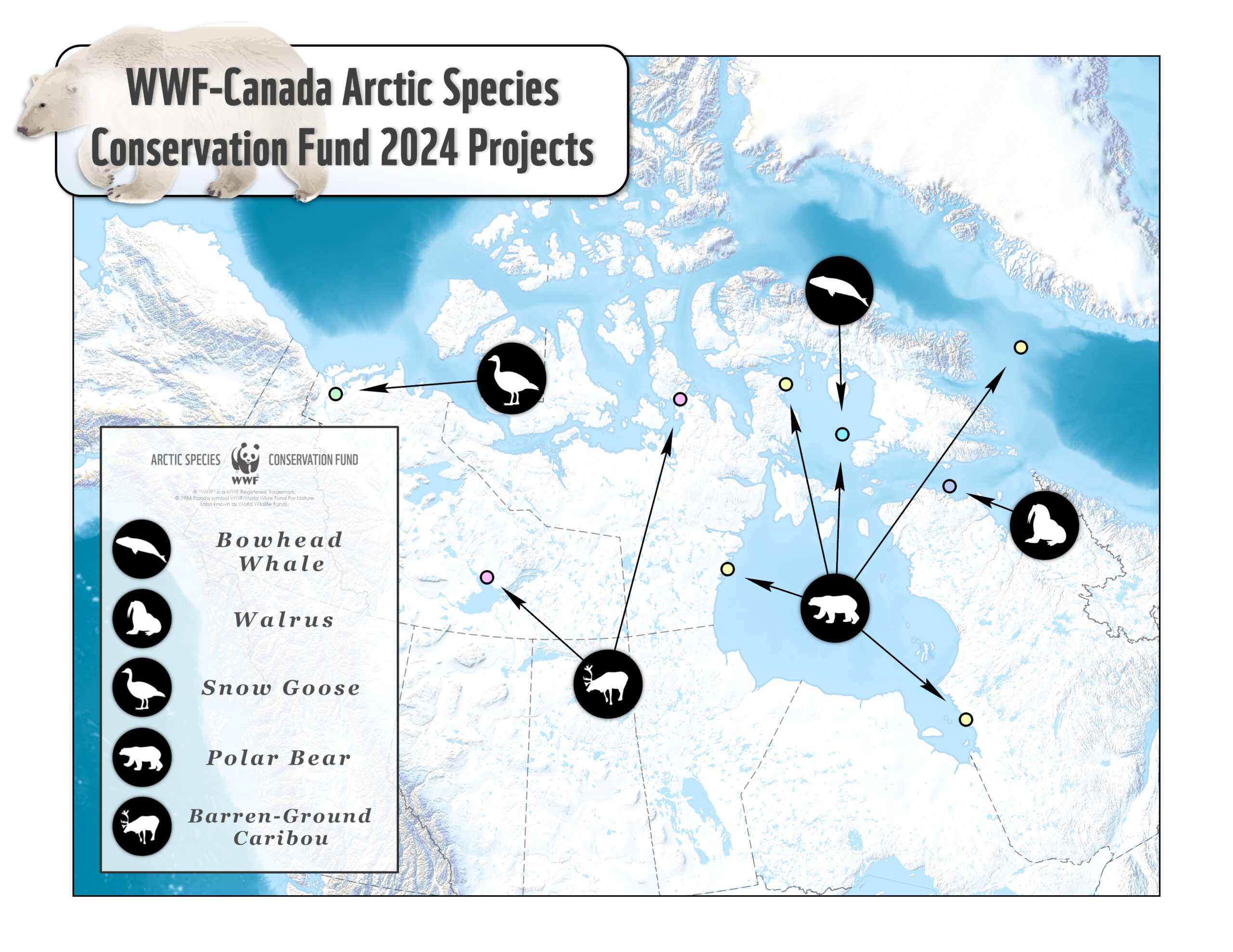 Map of various research projects across Nunavut